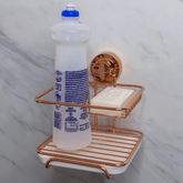 Suporte Para Sabão Detergente e Esponja Fixação com Ventosa Rose Gold - Ela Decora